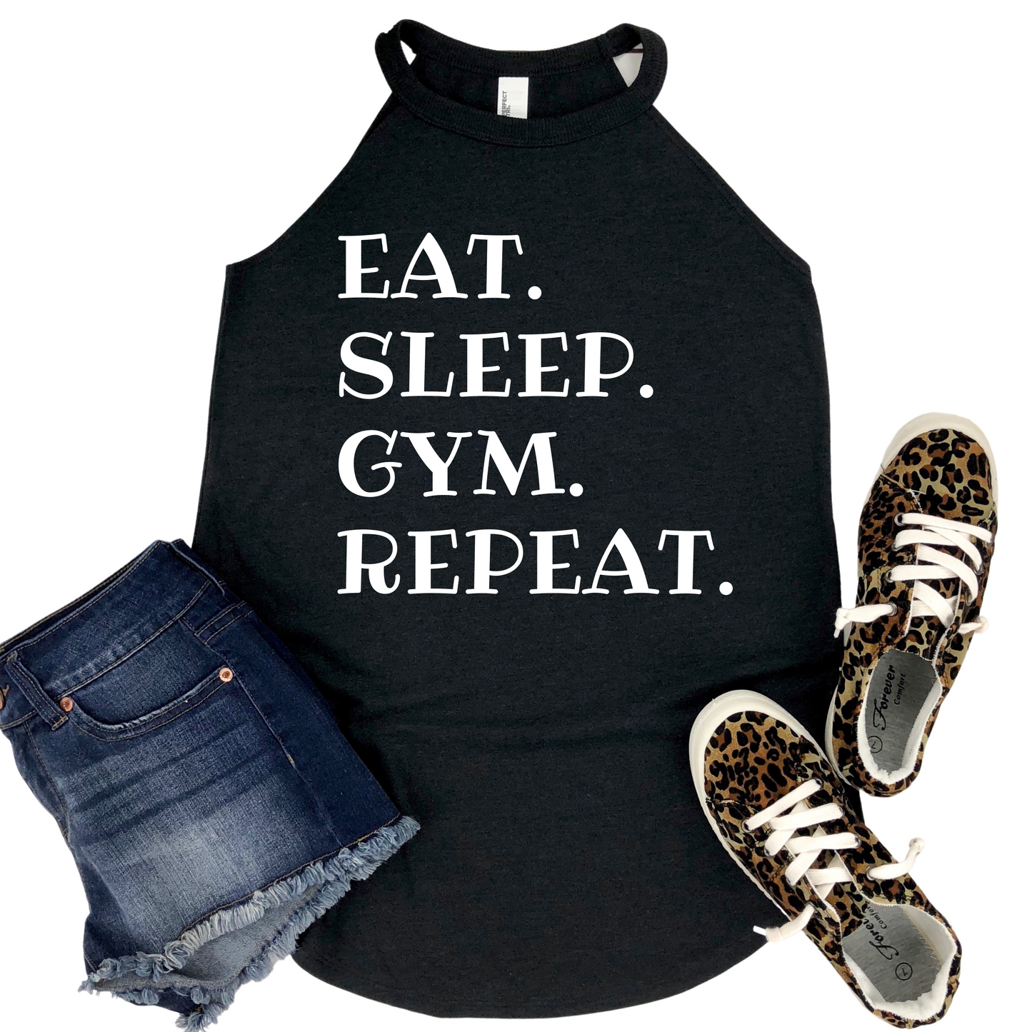 Eat Sleep Gym Repeat Tank Top - Funny Workout Shirt for Women - Motivational Gym Wear - Fitness Apparel Gift - Active Top - Weightlifting