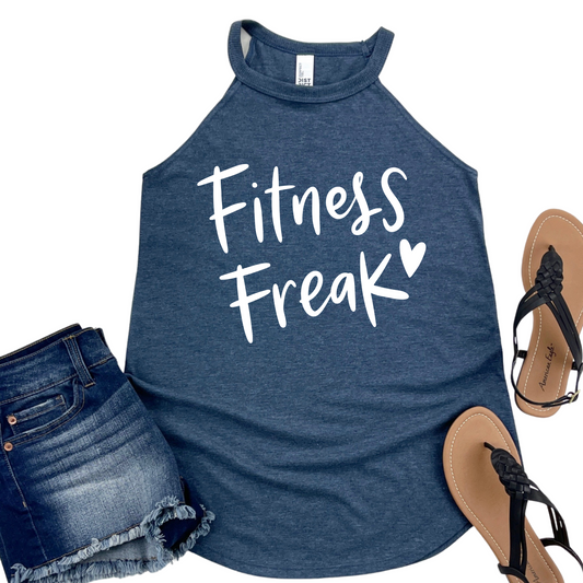 Fitness Freak Tank Top - Fun Gym Apparel for Women - Motivational Workout Shirt - Womans Activewear Top for Fitness Enthusiasts