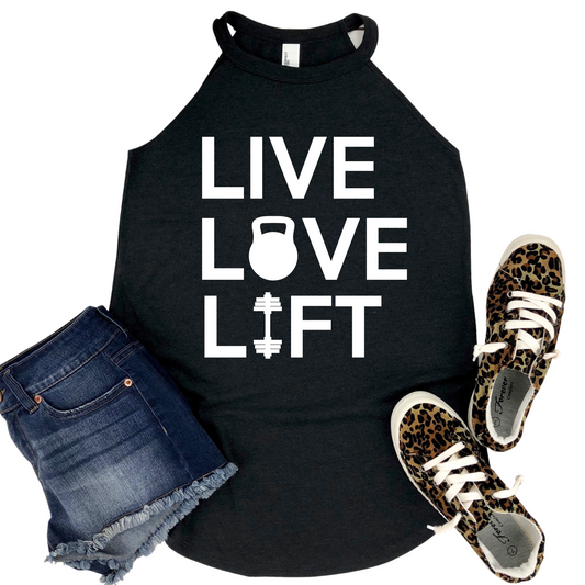 Live Love Lift Tank Top - Women's Workout Gym Top - Kettlebell Fitness Tank - Womans Gym Weightlifting Fitness Activewear Apparel