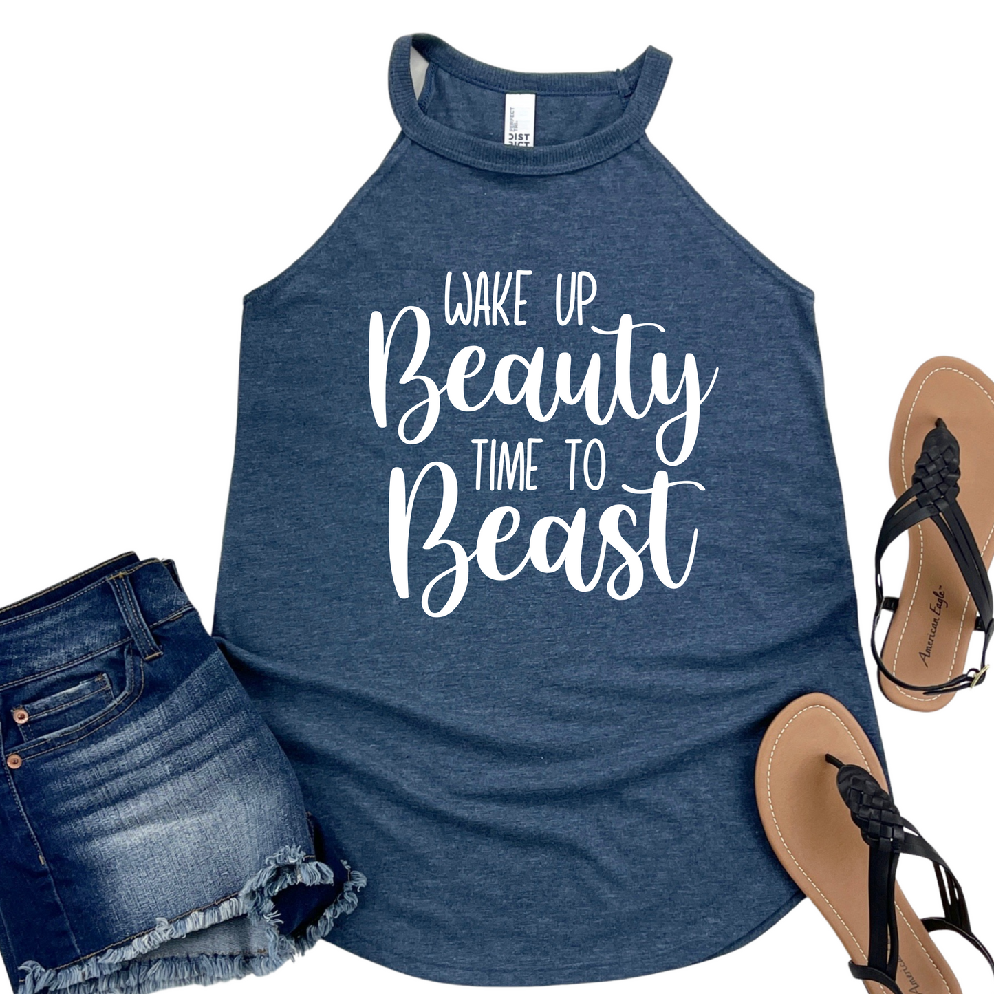 Wake Up Beauty Time to Beast Tank Top - Funny Gym Workout Shirt for Women - Womans Fitness Apparel - Beast Mode Gift for Gym Lovers