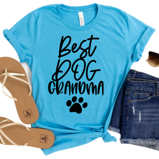 Best Dog Grandma T-Shirt - Funny Pet Lover Graphic Tee for Women - Cute Dog Grandma Gift - Paw Print Shirt - Dog Mom and Grandma Apparel