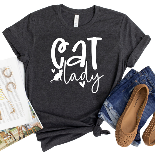Cat Lady T-Shirt - Womans Funny Cat Lover Shirt - Cute Graphic Tee for Cat Moms - Gift for Pet Owners - Trendy Cat Mom Life Shirt