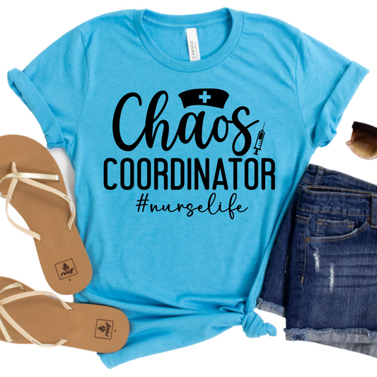 Chaos Coordinator Womans Nurse T-Shirt - Funny Nurse Life Shirt - Cute Graphic Tee for Nurses - Healthcare Workers Gift - Nurse Appreciation
