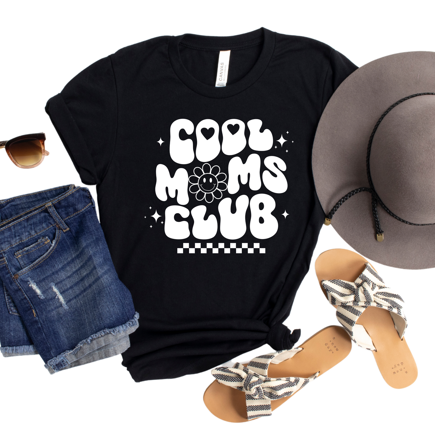 Cool Moms Club Womans T-Shirt - Retro Graphic Tee for Moms - Funny Motherhood Shirt - Trendy Mom Life Apparel - Cute Gift for Moms