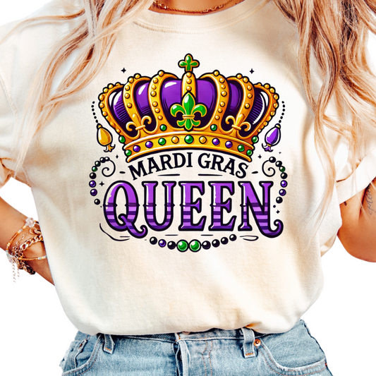 Womans Mardi Gras Queen Shirt - Crown and Beads Design - Women's Fat Tuesday Parade Outfit - New Orleans Carnival Tee = NOLA TRIP TSHirt