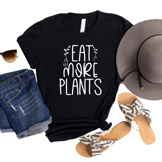 Eat More Plants Womans Shirt - Vegan Graphic Tee for Plant Lovers - Sustainable Lifestyle T-Shirt - Funny Minimalist Plant-Based Shirt