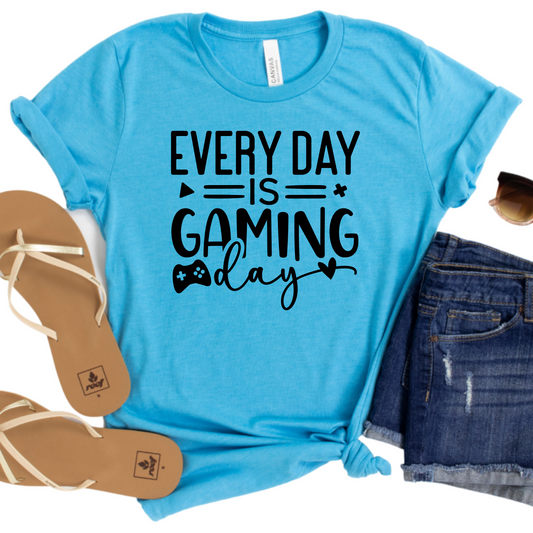 Every Day is Gaming Day Shirt - Funny Gamer T-Shirt for Men Women Teens - Video Game Lover Tee - Gaming Gift Idea for Players - Casual Gamer Shirt
