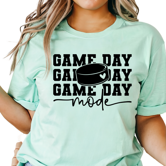 Game Day Mode Womans Hockey Shirt - Funny Sports Tee for Hockey Fans - Ice Hockey Team Spirit Shirt - Hockey Mom Gift - Game Day Outfit