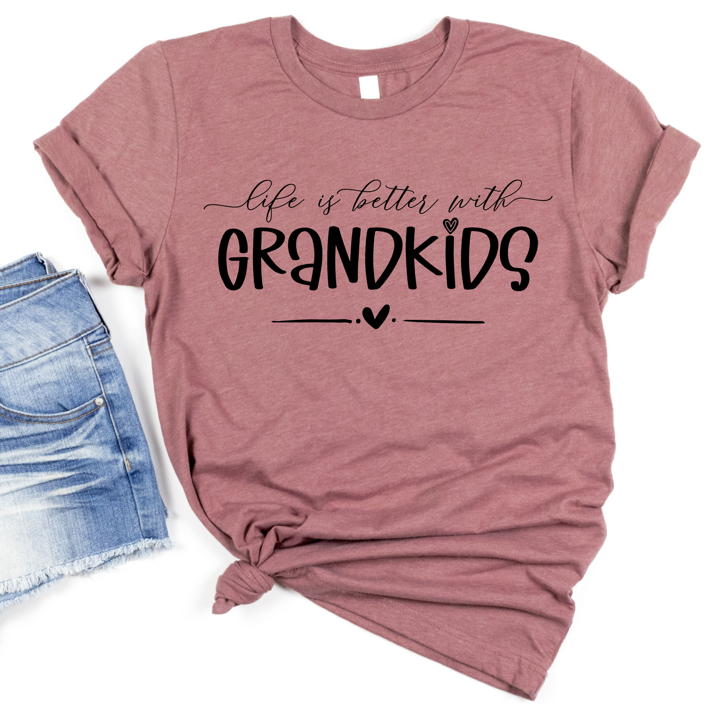Life Is Better with Grandkids T-Shirt - Cute Grandparent Graphic Tee - Mother's Day Gift for Grandmas, Cool Nana Shirt