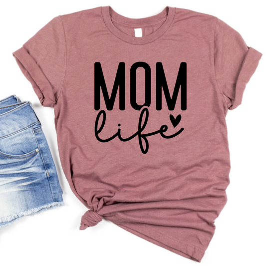 Mom Life Shirt - Cute and Simple Mom Graphic Tee - Heart Design T-Shirt for Women - Comfortable and Stylish Gift for Moms