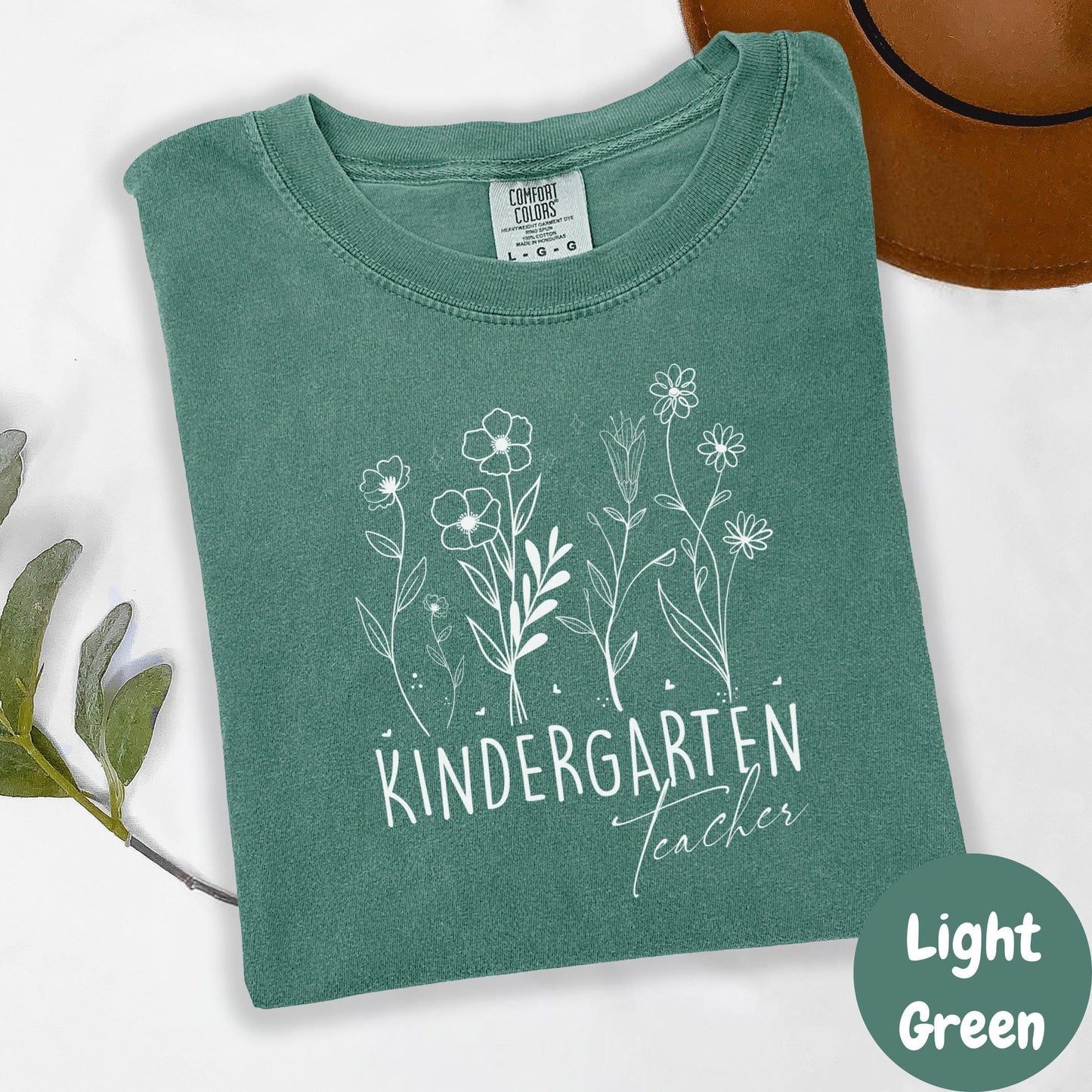 Kindergarten Teacher Comfort Colors® Shirt, Floral Teacher Tee, Cute Back to School Shirt, Teacher Appreciation Gift, Early Education Shirt