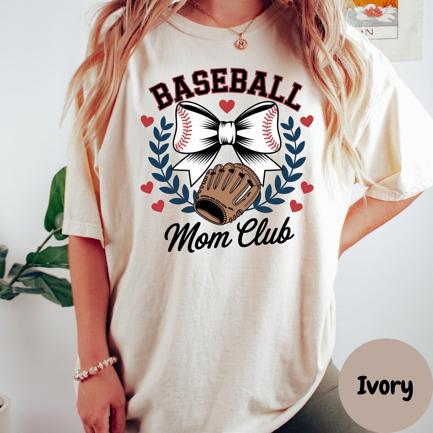 Baseball Mom Club Comfort Colors® Shirt, Cute Baseball Bow Tee, Softball Mom Shirt, Game Day Graphic Tee, Sports Mama Shirt, Team Mom Shirt