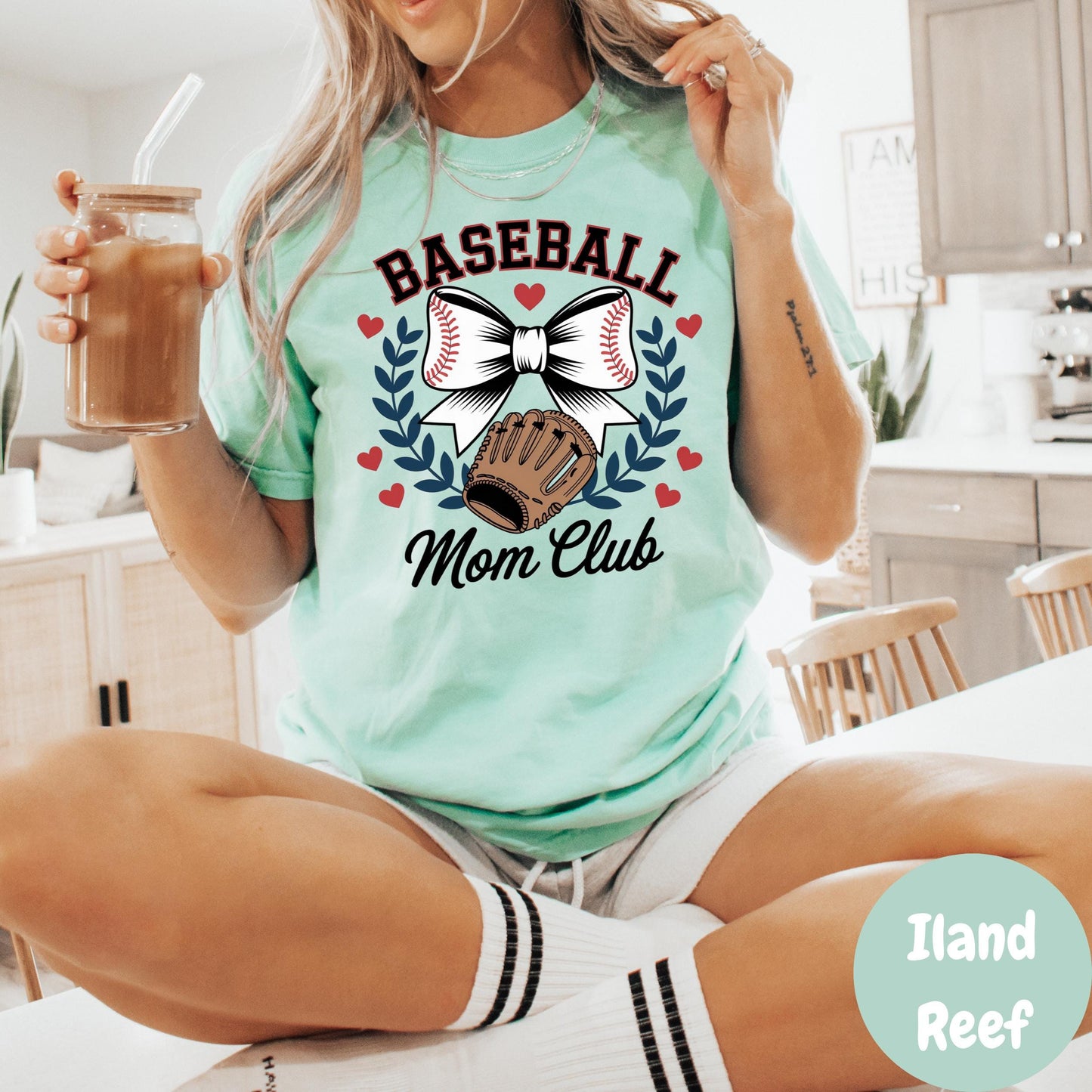 Baseball Mom Club Comfort Colors® Shirt, Cute Baseball Bow Tee, Softball Mom Shirt, Game Day Graphic Tee, Sports Mama Shirt, Team Mom Shirt