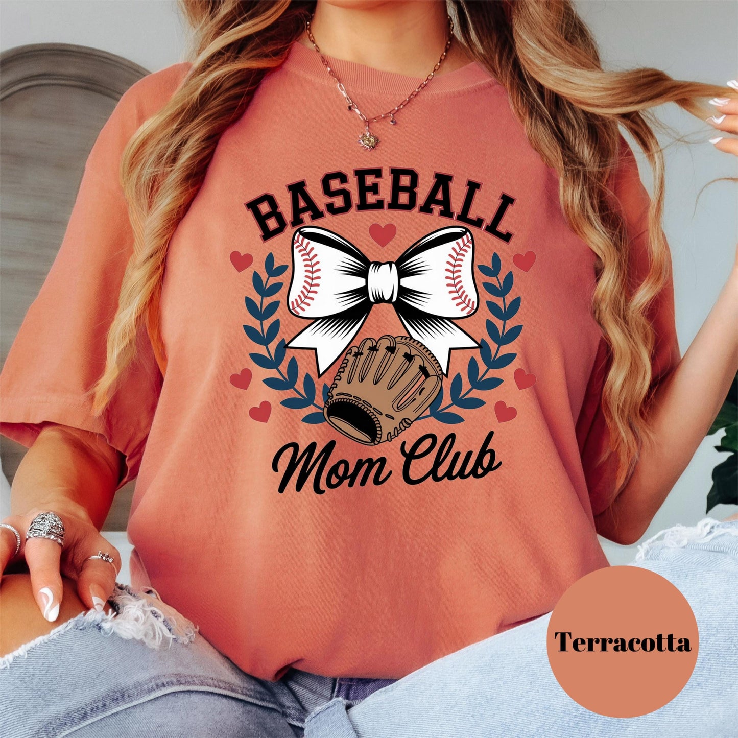 Baseball Mom Club Comfort Colors® Shirt, Cute Baseball Bow Tee, Softball Mom Shirt, Game Day Graphic Tee, Sports Mama Shirt, Team Mom Shirt