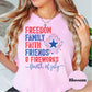 Freedom Family Faith Comfort Colors® Shirt, Fourth of July Tee, Patriotic Fireworks Shirt, Red White and Blue Shirt, USA Celebration Tee