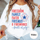 Freedom Family Faith Comfort Colors® Shirt, Fourth of July Tee, Patriotic Fireworks Shirt, Red White and Blue Shirt, USA Celebration Tee