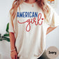 American Girl Comfort Colors® Shirt, Patriotic Script Tee, Fourth of July Shirt, Cute USA Shirt for Women, Red White and Blue Graphic Tee