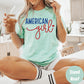 American Girl Comfort Colors® Shirt, Patriotic Script Tee, Fourth of July Shirt, Cute USA Shirt for Women, Red White and Blue Graphic Tee