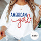 American Girl Comfort Colors® Shirt, Patriotic Script Tee, Fourth of July Shirt, Cute USA Shirt for Women, Red White and Blue Graphic Tee