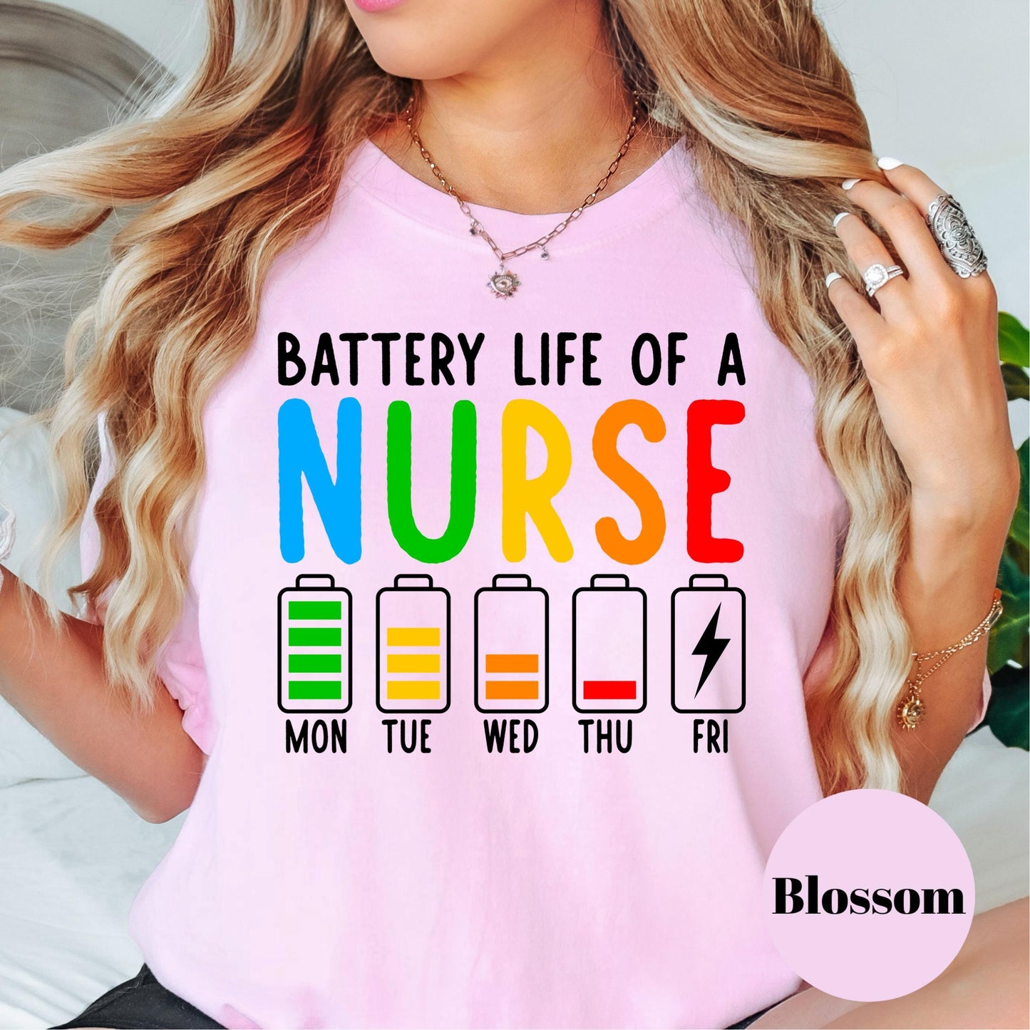 Battery Life of a Nurse Comfort Colors® Shirt, Funny Nurse Week Tee, Nursing Graphic Shirt, Healthcare Worker Gift, Exhausted Nurse Shirt