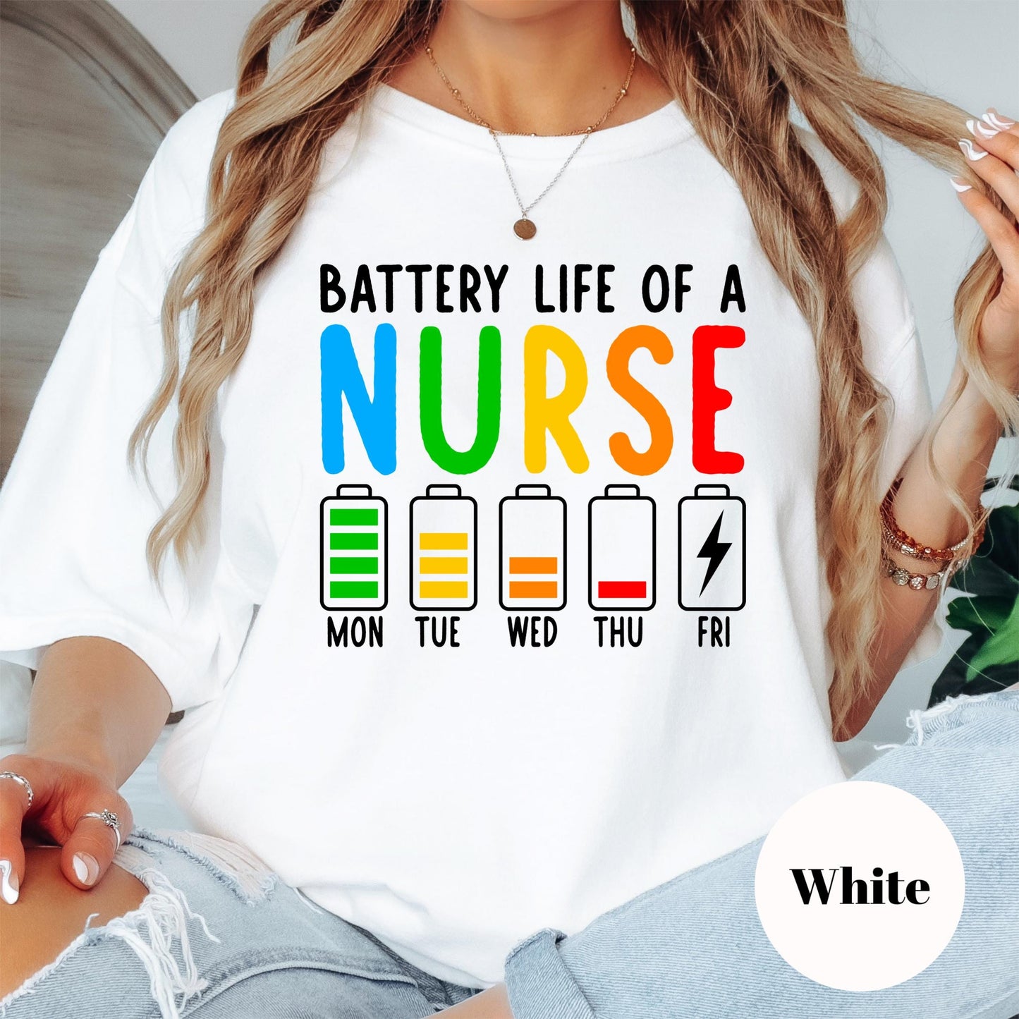 Battery Life of a Nurse Comfort Colors® Shirt, Funny Nurse Week Tee, Nursing Graphic Shirt, Healthcare Worker Gift, Exhausted Nurse Shirt