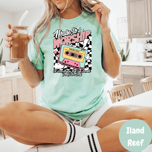 Made to Worship Comfort Colors® Shirt, Retro Christian Tee, Psalm 150:6 Shirt, Worship Music Shirt, 90s Style Faith Shirt, Youth Group Tee