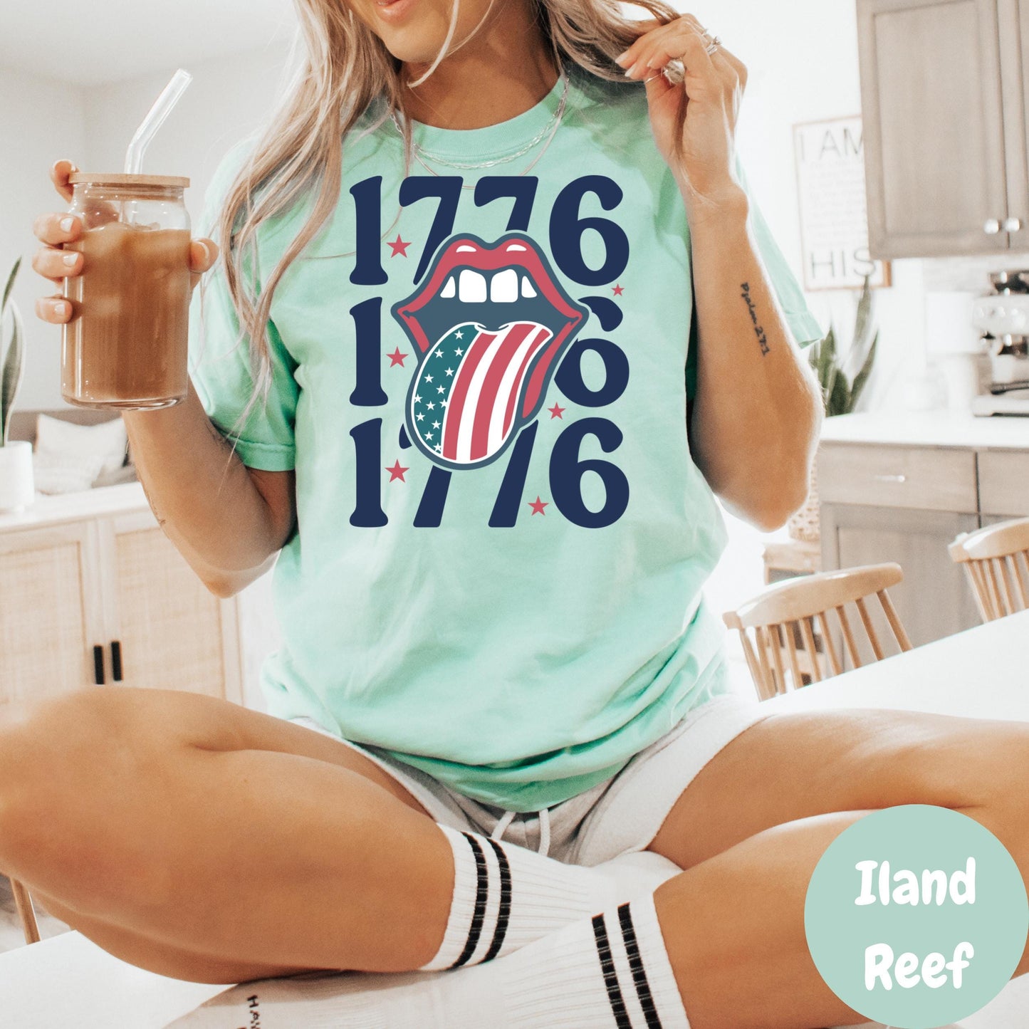 1776 Lips Comfort Colors® Shirt, Patriotic Tee, Fourth of July Shirt, Retro USA Shirt, American Flag Tongue Shirt, Independence Day Top