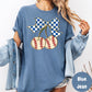 Baseball Cherries Comfort Colors® Shirt, Blue Gingham Coquette Bow Baseball Tee, Cute Game Day Shirt, Softball Mom Shirt, Sports Graphic Tee