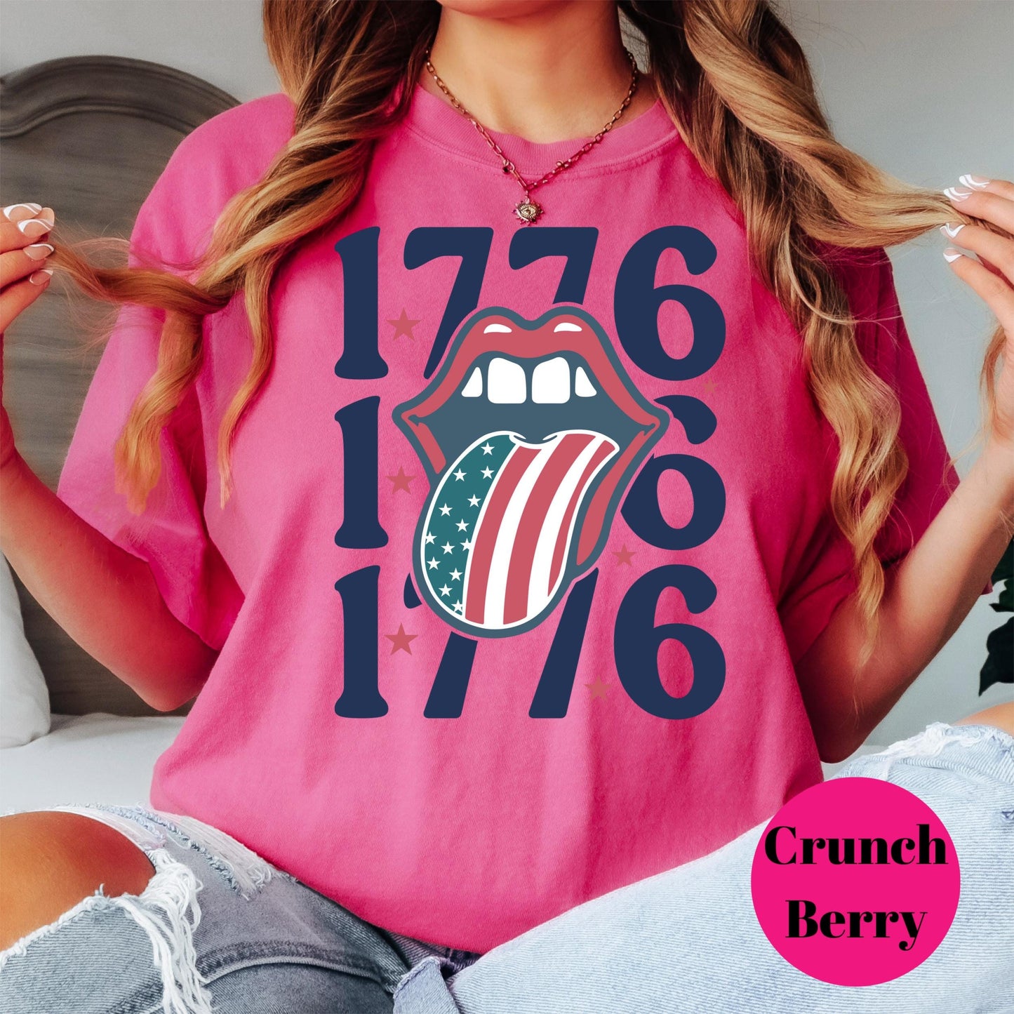 1776 Lips Comfort Colors® Shirt, Patriotic Tee, Fourth of July Shirt, Retro USA Shirt, American Flag Tongue Shirt, Independence Day Top