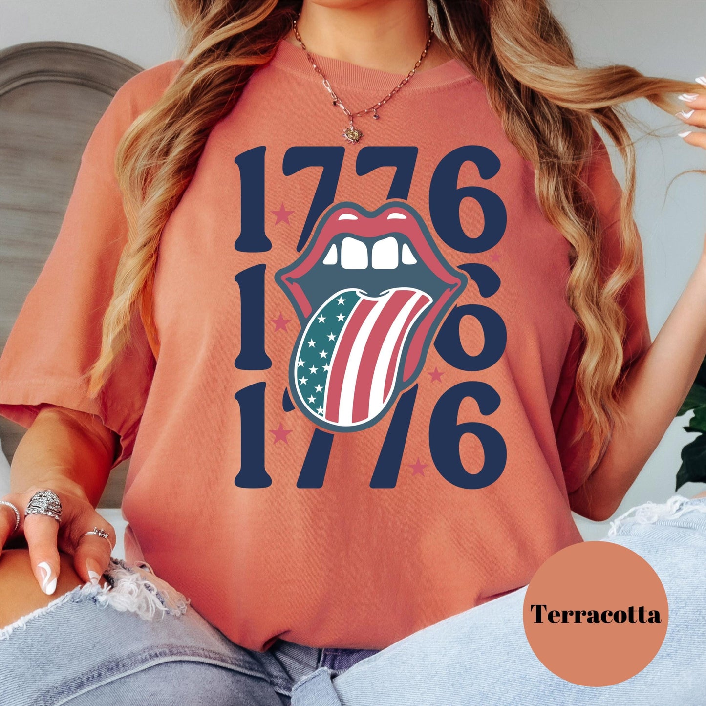 1776 Lips Comfort Colors® Shirt, Patriotic Tee, Fourth of July Shirt, Retro USA Shirt, American Flag Tongue Shirt, Independence Day Top