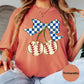 Baseball Cherries Comfort Colors® Shirt, Blue Gingham Coquette Bow Baseball Tee, Cute Game Day Shirt, Softball Mom Shirt, Sports Graphic Tee