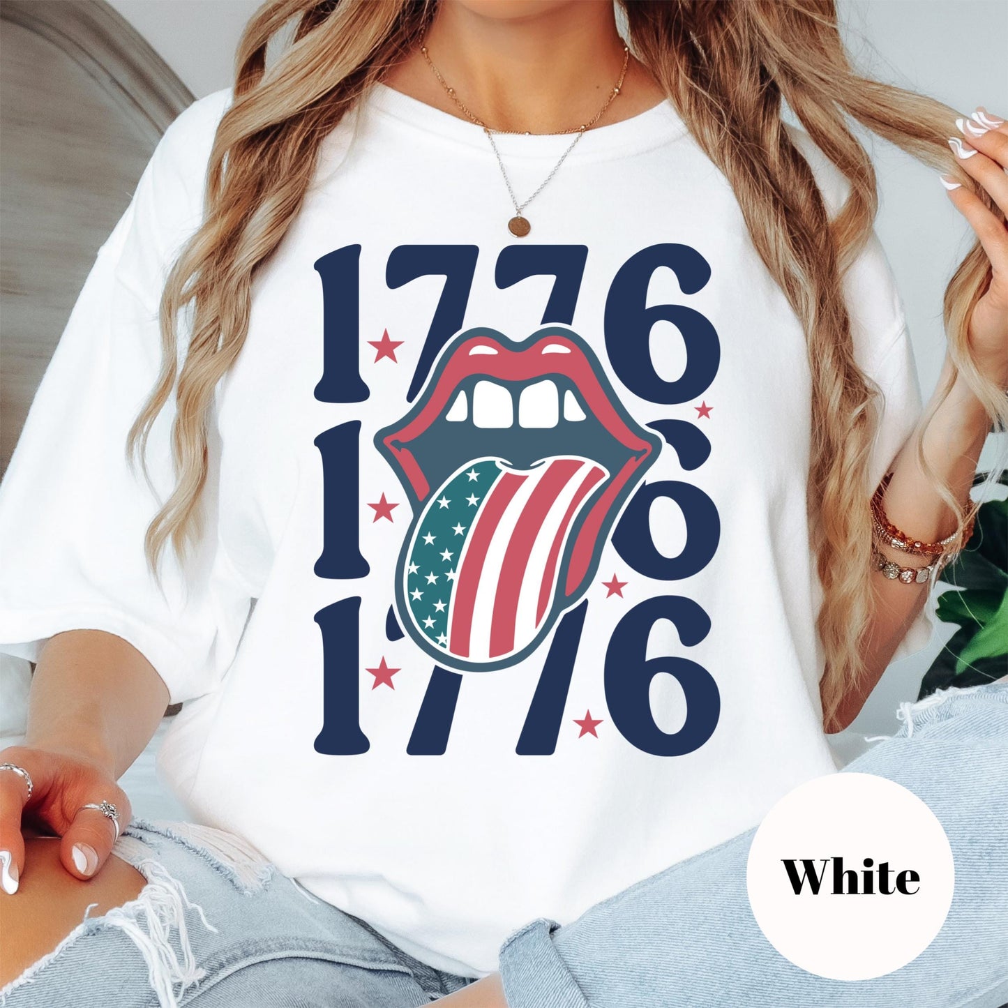1776 Lips Comfort Colors® Shirt, Patriotic Tee, Fourth of July Shirt, Retro USA Shirt, American Flag Tongue Shirt, Independence Day Top