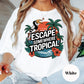 Escape Somewhere Tropical Comfort Colors® Shirt, Summer Vacation Graphic Tee, Tropical Sunset Shirt, Beach Travel Shirt, Toucan Shirt