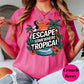 Escape Somewhere Tropical Comfort Colors® Shirt, Summer Vacation Graphic Tee, Tropical Sunset Shirt, Beach Travel Shirt, Toucan Shirt