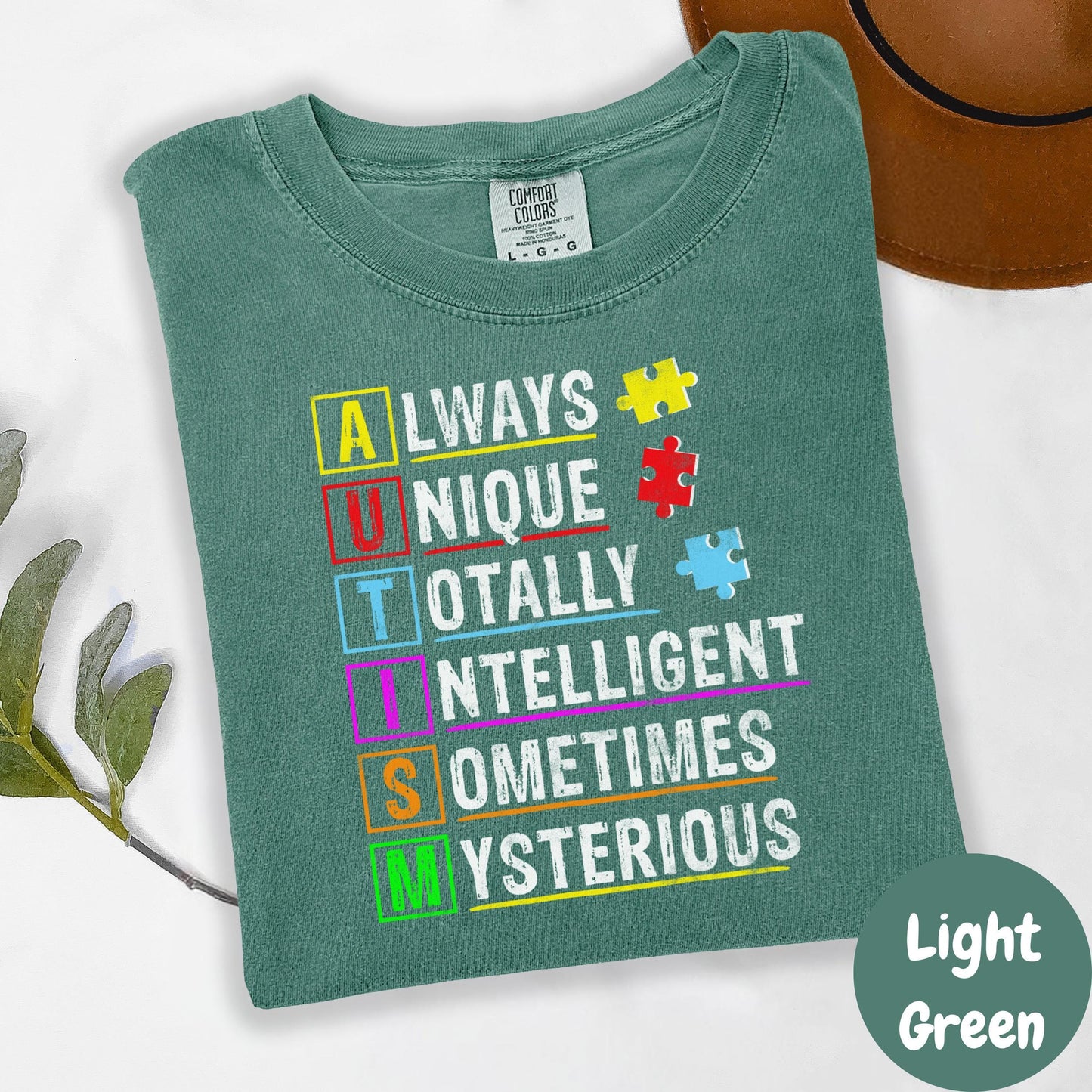 Autism Awareness Shirt, Comfort Colors® Shirt, Puzzle Piece Graphic Tee, Acronym Support Shirt, Neurodiversity Shirt, Inclusive Message Tee