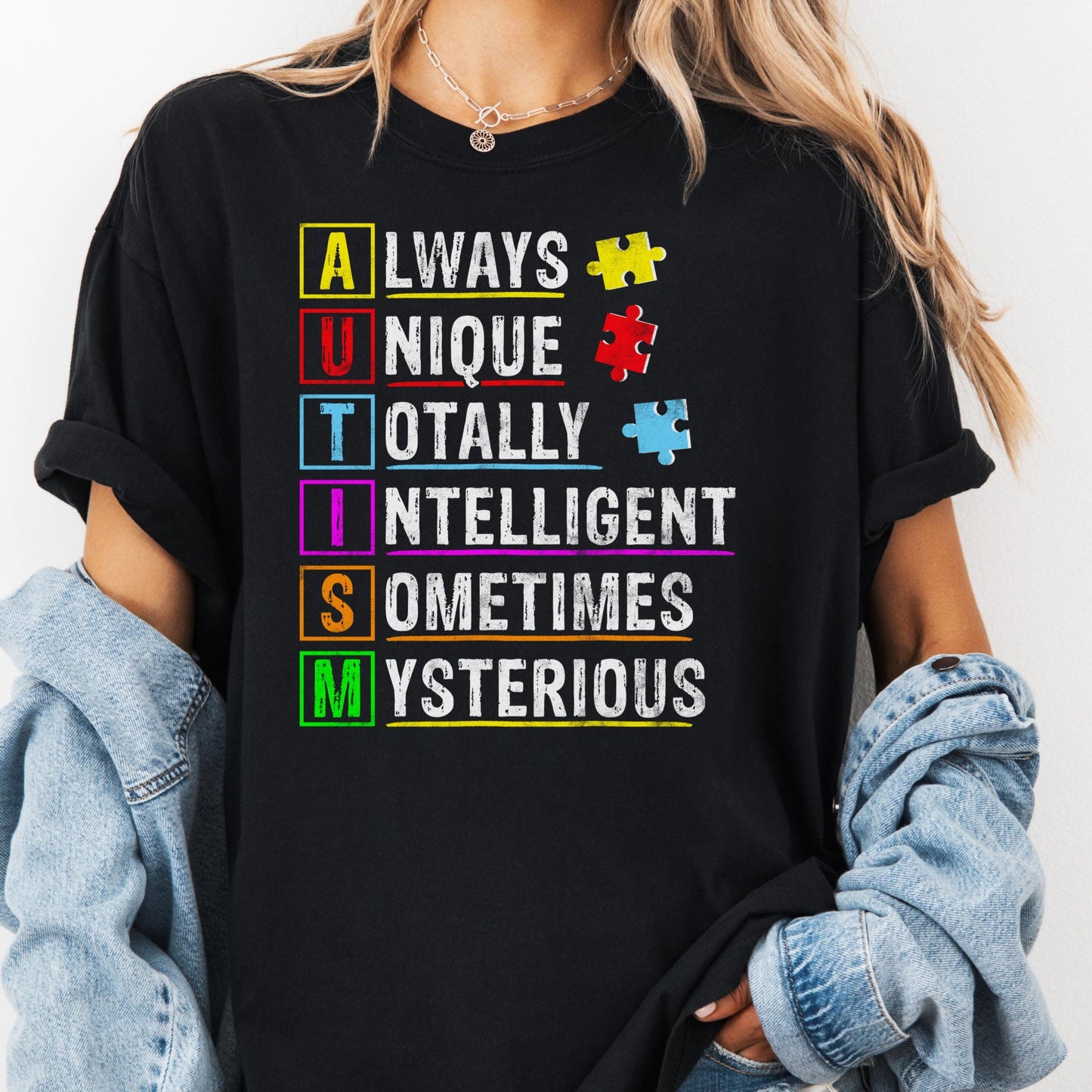 Autism Awareness Shirt, Comfort Colors® Shirt, Puzzle Piece Graphic Tee, Acronym Support Shirt, Neurodiversity Shirt, Inclusive Message Tee