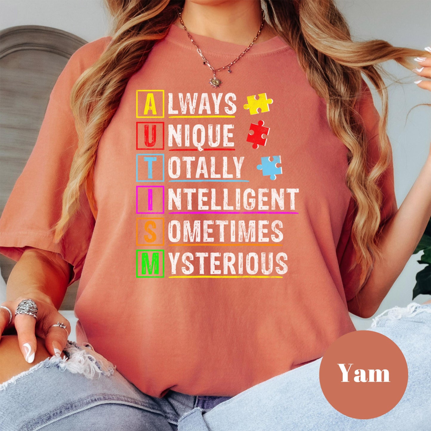 Autism Awareness Shirt, Comfort Colors® Shirt, Puzzle Piece Graphic Tee, Acronym Support Shirt, Neurodiversity Shirt, Inclusive Message Tee