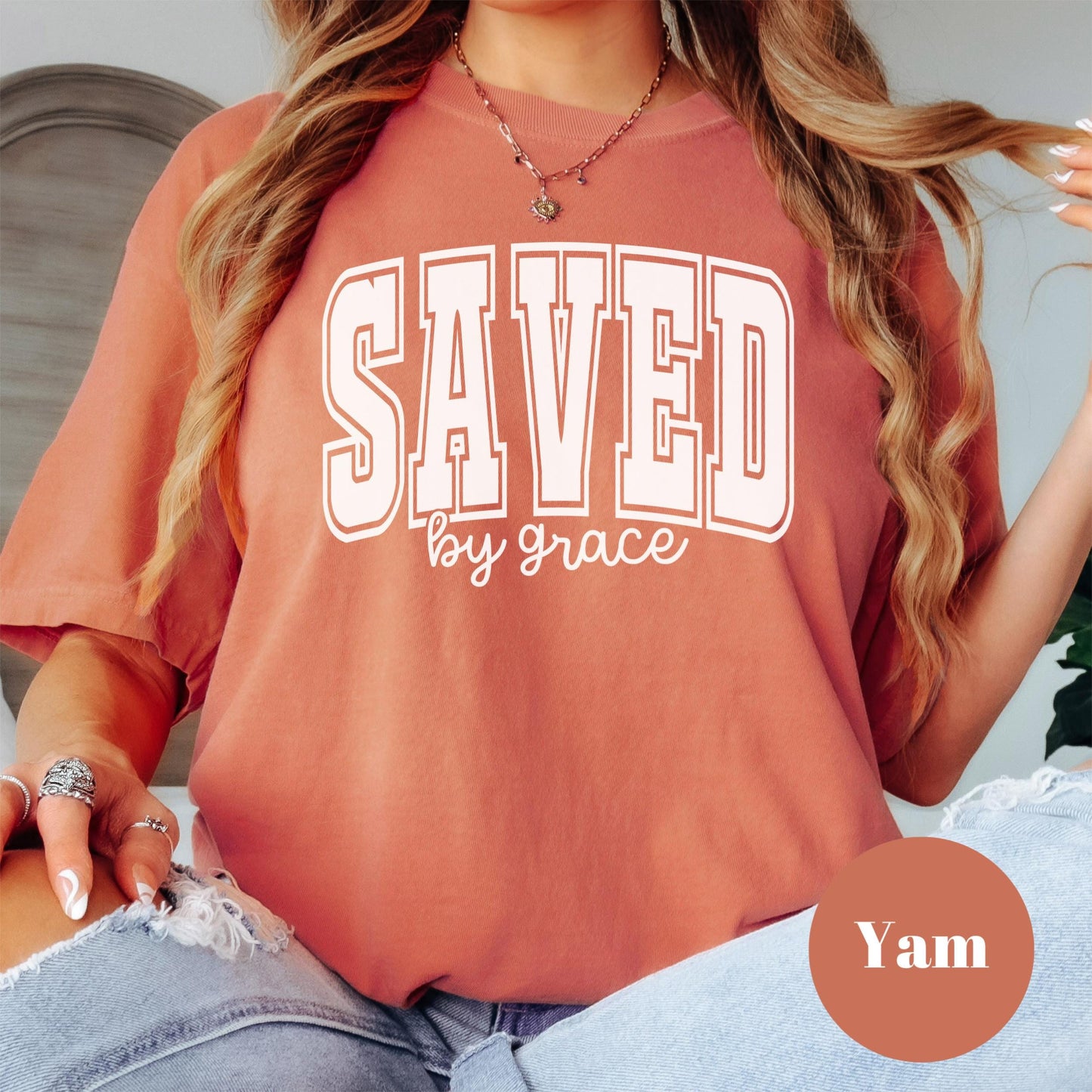 Saved by Grace Comfort Colors® Shirt, Christian Graphic Tee for Women, Faith Based Shirt, Bible Verse Shirt, Spiritual Gift for Her