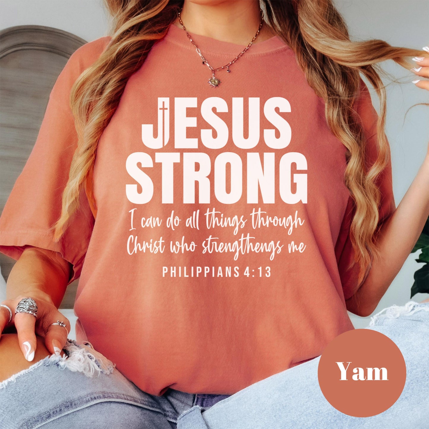 Jesus Strong Comfort Colors® Shirt, Philippians 4:13 Shirt, I Can Do All Things Tee, Christian Strength Shirt, Bold Faith Graphic Tee