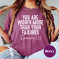 Worth More Than Failures Comfort Colors® Shirt, Romans 3:23 Christian Tee, Inspirational Bible Verse Shirt, Grace and Redemption Faith Tee