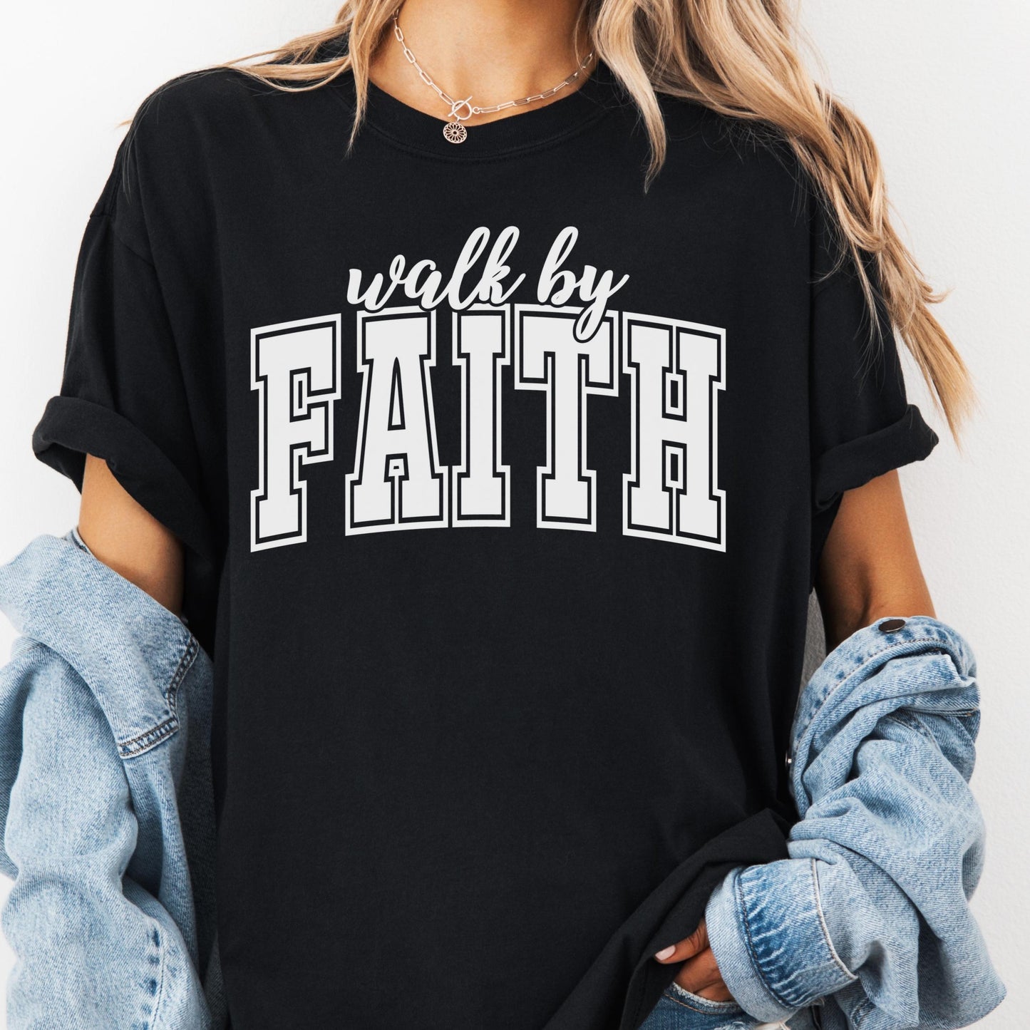 Walk by Faith Comfort Colors® Shirt, Christian Graphic Tee, Bible Verse Shirt for Women, Faith Over Fear Tee, Inspirational Scripture Shirt