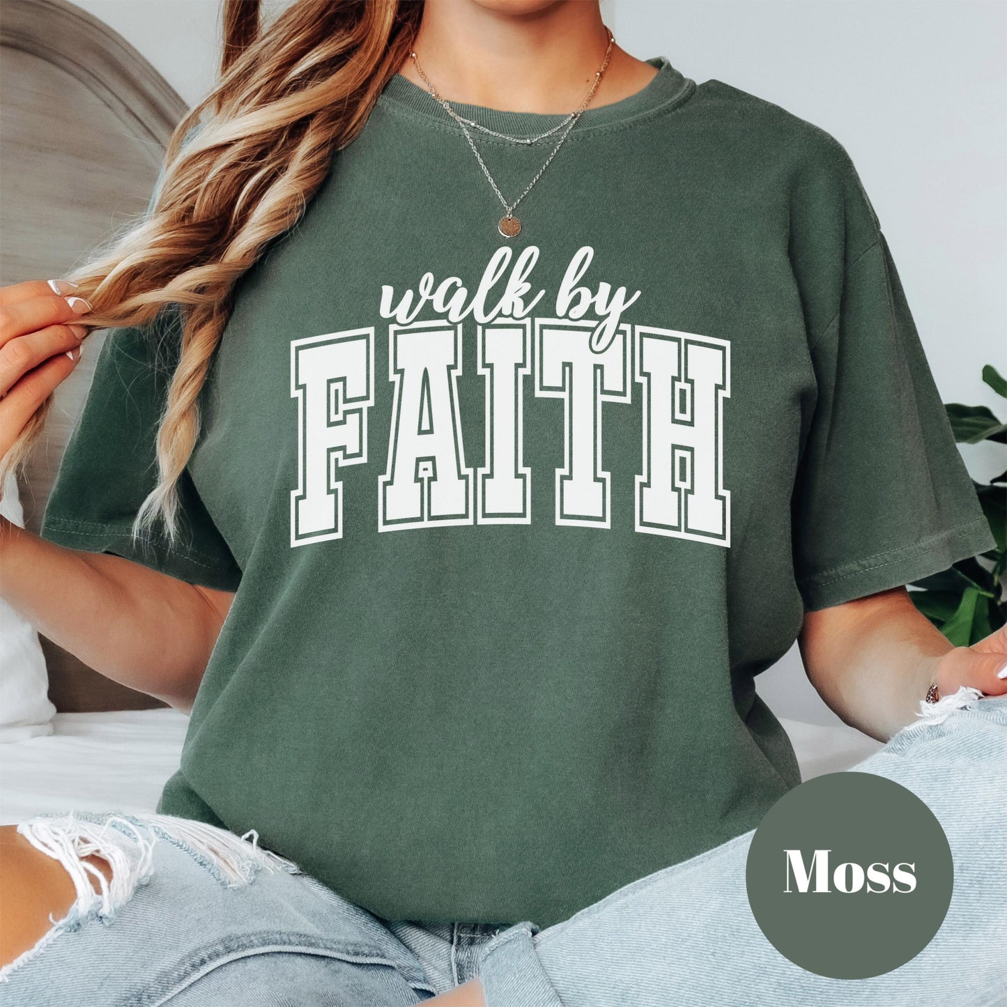 Walk by Faith Comfort Colors® Shirt, Christian Graphic Tee, Bible Verse Shirt for Women, Faith Over Fear Tee, Inspirational Scripture Shirt
