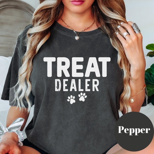 Treat Dealer Comfort Colors® Shirt, Funny Dog Mom Tee, Pet Lover Graphic Shirt, Dog Walker Tee, Animal Rescue Volunteer Shirt