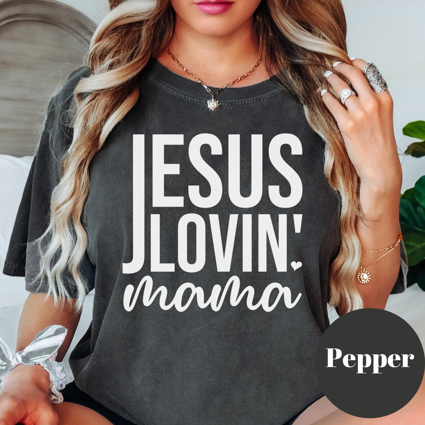 Jesus Lovin' Mama Comfort Colors® Shirt, Christian Mom Graphic Tee, Faith Shirt for Women, Worship Tee, Spiritual Motherhood Gift