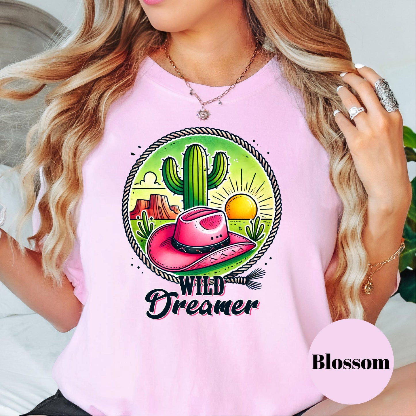 Wild Dreamer Comfort Colors® Shirt, Western Cowgirl Desert Tee, Colorful Sunset Shirt, Cactus and Pink Hat Shirt, Boho Country Gift Tee
