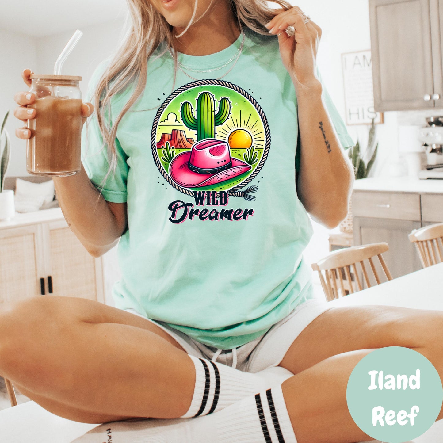 Wild Dreamer Comfort Colors® Shirt, Western Cowgirl Desert Tee, Colorful Sunset Shirt, Cactus and Pink Hat Shirt, Boho Country Gift Tee