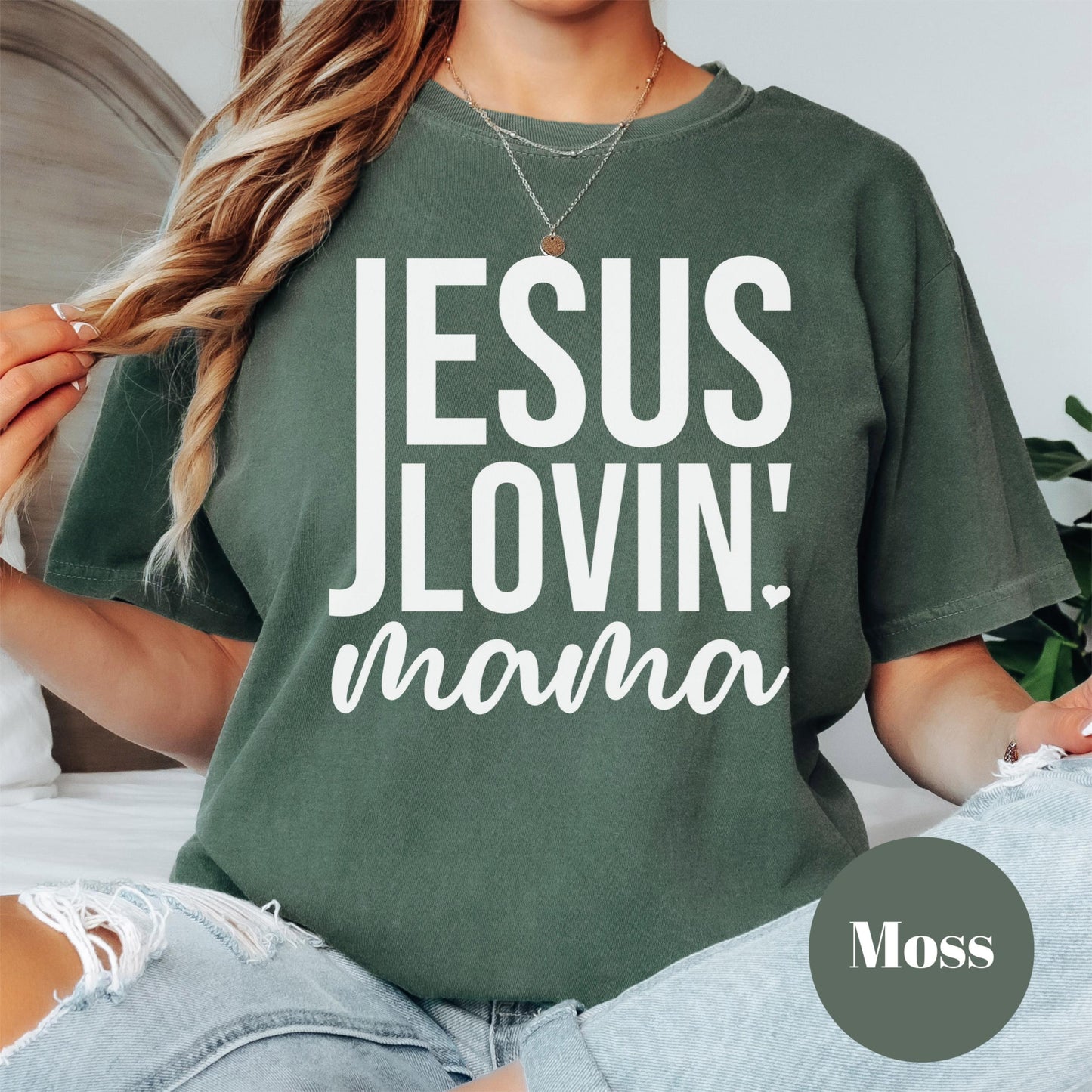 Jesus Lovin' Mama Comfort Colors® Shirt, Christian Mom Graphic Tee, Faith Shirt for Women, Worship Tee, Spiritual Motherhood Gift