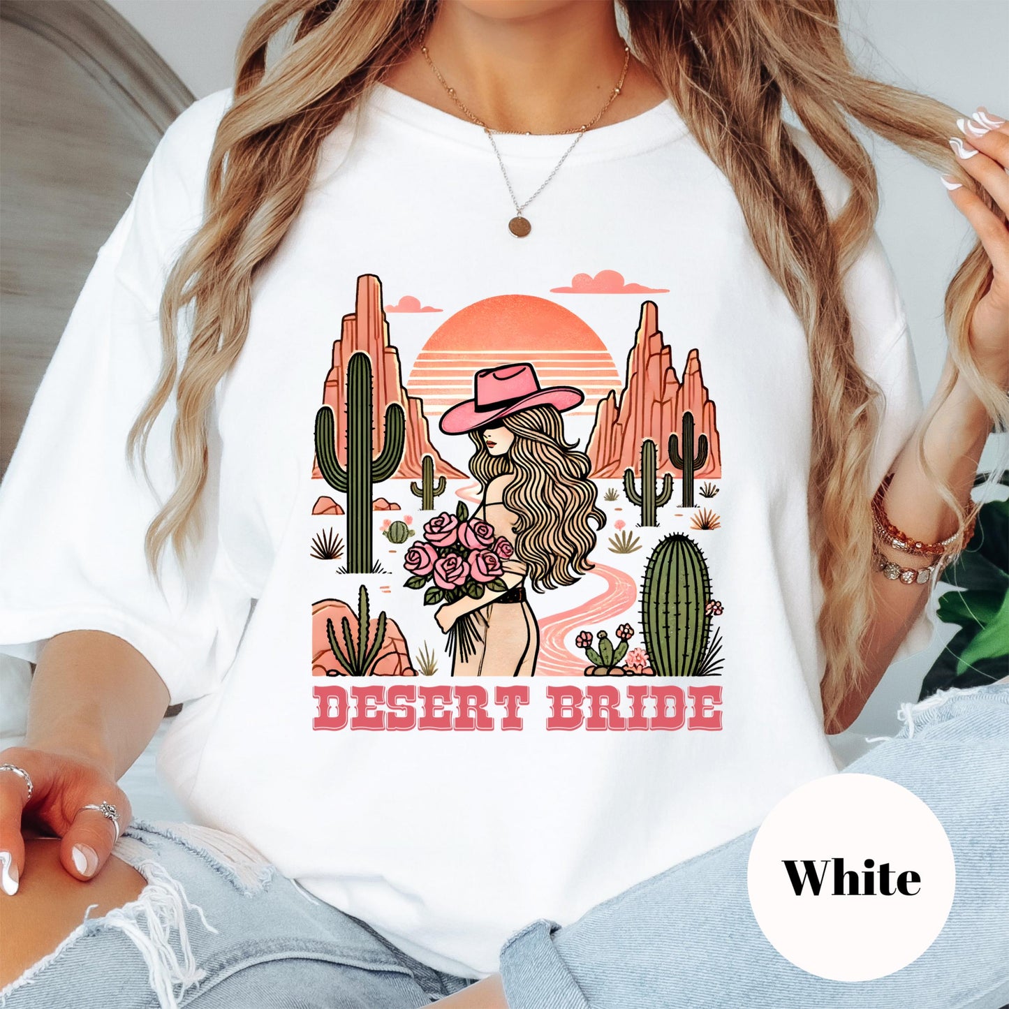 Desert Bride Comfort Colors® Shirt, Western Boho Bachelorette Tee, Cactus Wedding Shirt, Cowgirl Bride Shirt, Sunset Country Bride Gift