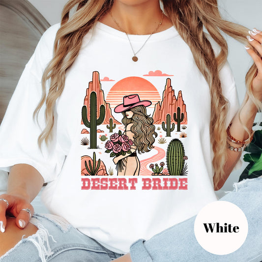 Desert Bride Comfort Colors® Shirt, Western Boho Bachelorette Tee, Cactus Wedding Shirt, Cowgirl Bride Shirt, Sunset Country Bride Gift