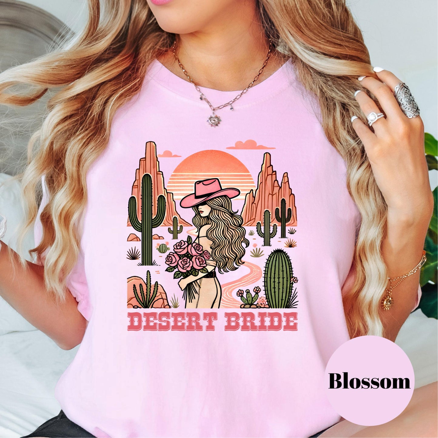 Desert Bride Comfort Colors® Shirt, Western Boho Bachelorette Tee, Cactus Wedding Shirt, Cowgirl Bride Shirt, Sunset Country Bride Gift
